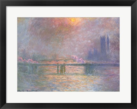 Framed Thames with Charing Cross bridge, 1903 Print