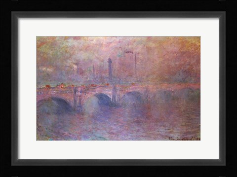 Framed Thames at Waterloo Bridge, 1903 Print