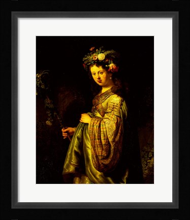 Framed Saskia as Flora, 1634 Print