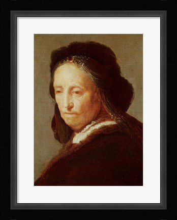 Framed Portrait of an old Woman, c.1600-1700 Print