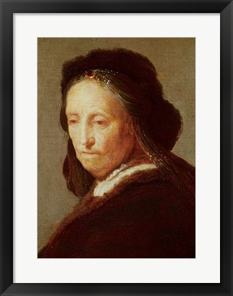 Framed Portrait of an old Woman, c.1600-1700 Print