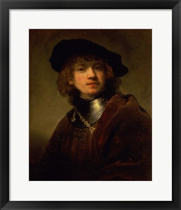 Framed &#39;Tronie&#39; of a Young Man with Gorget and Beret, c.1639 Print