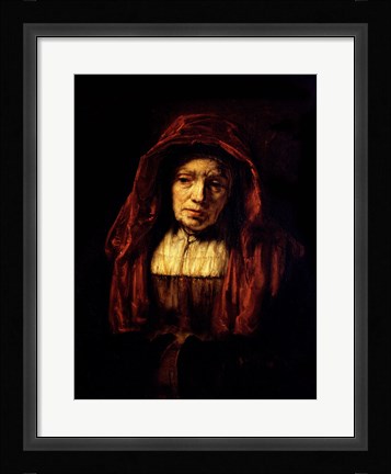 Framed Portrait of an Old Woman Print