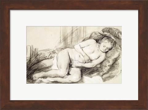 Framed Reclining Female Nude Print