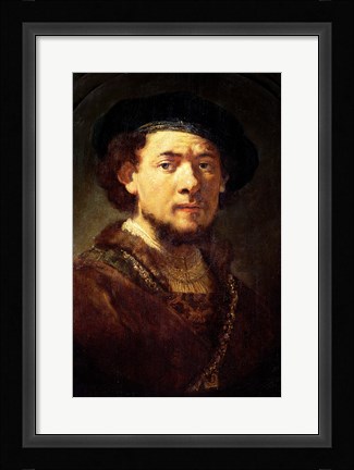 Framed Portrait of a Man with a Gold Chain or, Self Portrait with Beard Print