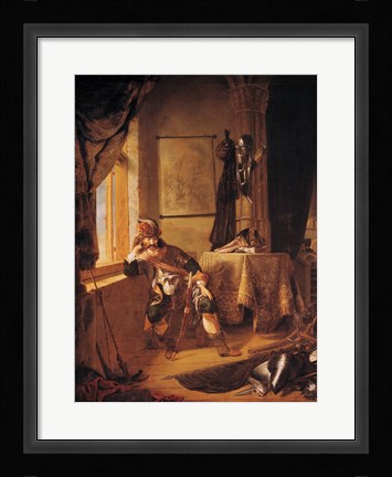 Framed Warrior in Thought Print
