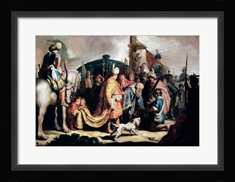 Framed David Offering the Head of Goliath to King Saul Print