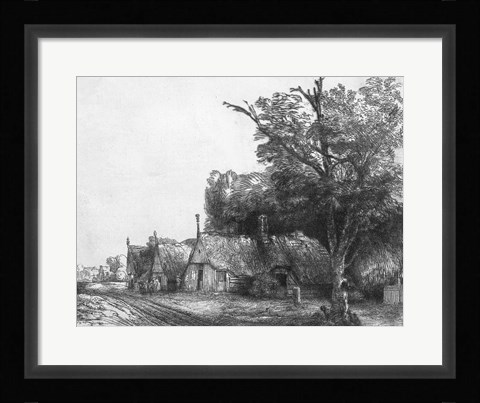 Framed Landscape with Three Cottages, 1650 Print