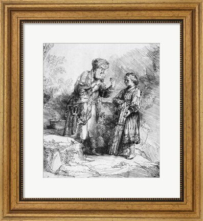 Framed Abraham and Isaac, 1645 Print