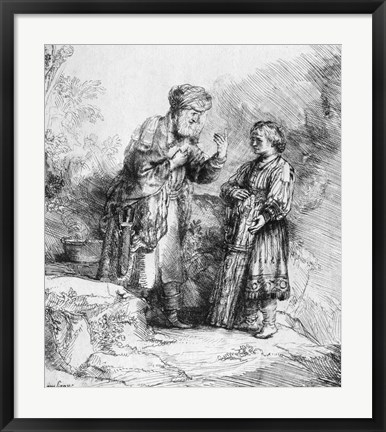 Framed Abraham and Isaac, 1645 Print