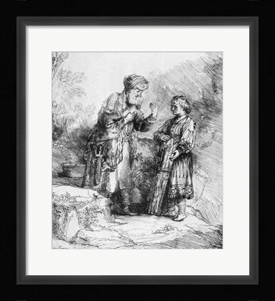 Framed Abraham and Isaac, 1645 Print