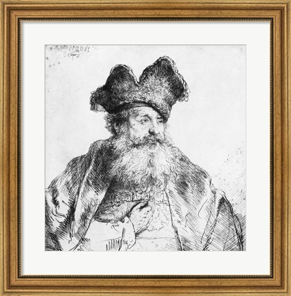 Framed Portrait of an old man Print