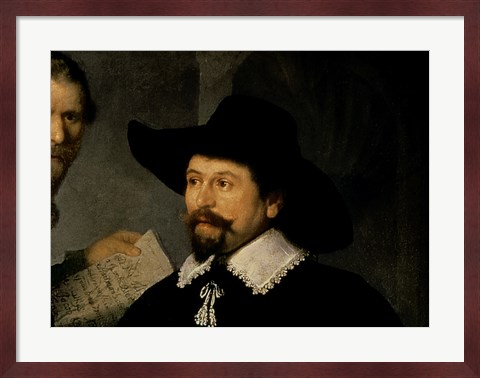 Framed Anatomy Lesson of Dr. Nicolaes Tulp, 1632 (man in hat detail) Print