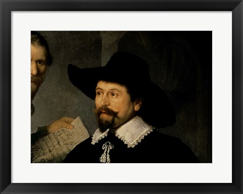 Framed Anatomy Lesson of Dr. Nicolaes Tulp, 1632 (man in hat detail) Print