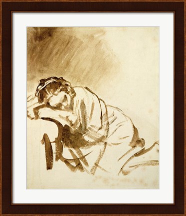 Framed Young Woman Sleeping Print