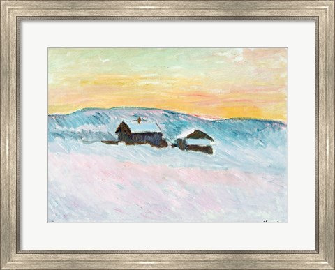 Framed Norwegian Landscape, Blue Houses, 1895 Print