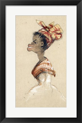 Framed Black Woman Wearing a Headscarf, 1857 Print