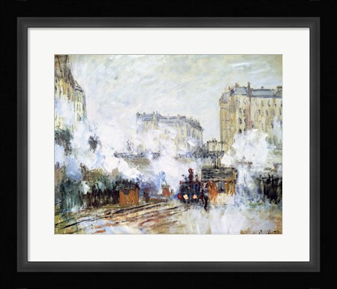 Framed Exterior of the Gare Saint-Lazare, Arrival of a Train Print