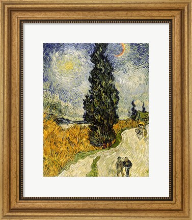 Framed Road with Cypresses, 1890 Print
