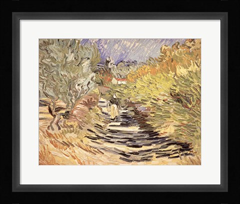 Framed Road in St. Remy with Female Figures, 1889 Print