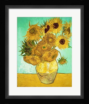 Framed Sunflowers, 1888 Print