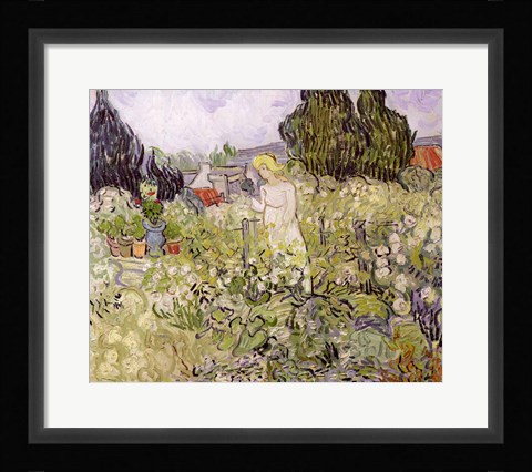 Framed Mademoiselle Gachet in her garden at Auvers-sur-Oise Print