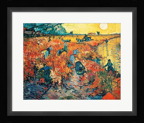 Framed Red Vineyards at Arles, 1888 Print