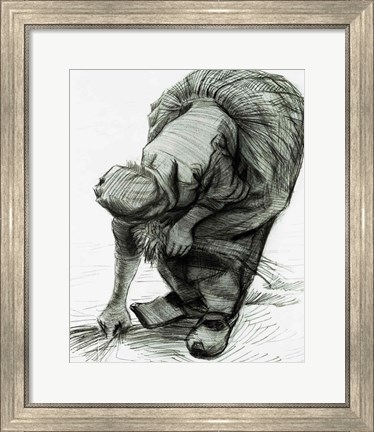 Framed Peasant Woman Gleaning, 1885 Print