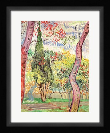 Framed Garden of St. Paul's Hospital, St. Remy, October 1889 Print