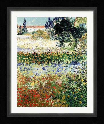 Framed Garden in Bloom, Arles, 1888 Print