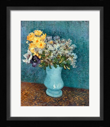 Framed Vase of Flowers, 1887 Print