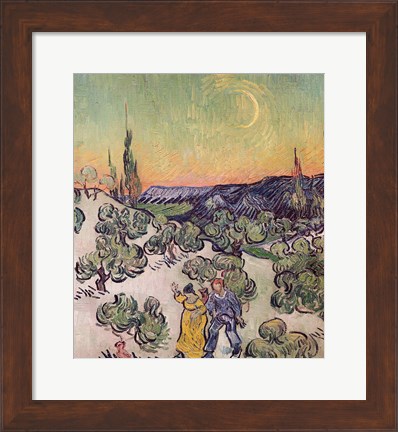 Framed Moonlit Landscape, 1889 Print