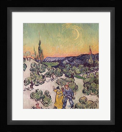 Framed Moonlit Landscape, 1889 Print