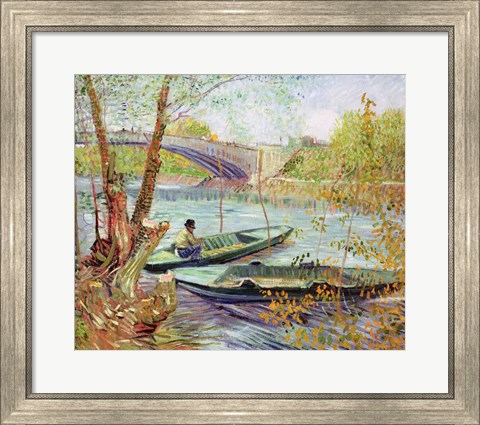 Framed Fishing in the Spring. Pont de Clichy, 1887 Print