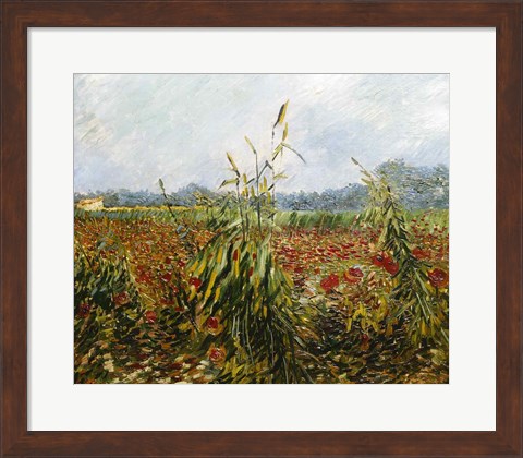Framed Corn Fields and Poppies, 1888 Print