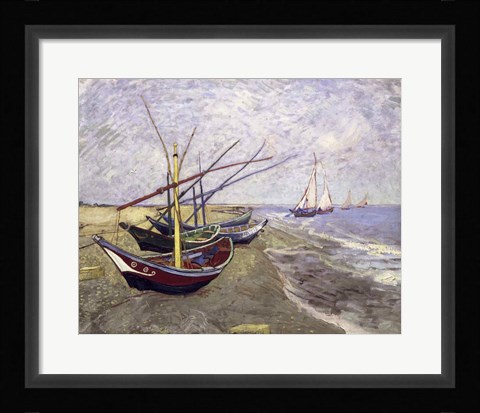 Framed Fishing Boats on the Beach at Saintes-Maries-de-la-Mer Print