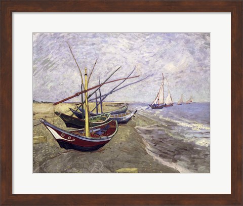 Framed Fishing Boats on the Beach at Saintes-Maries-de-la-Mer Print