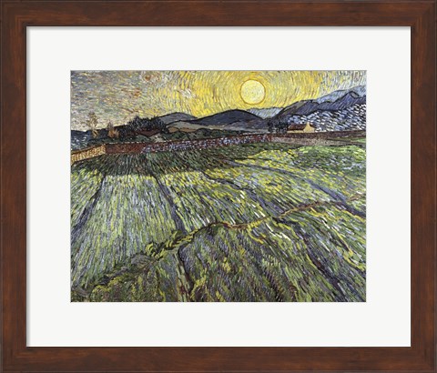 Framed Enclosed field with rising sun, 1889 Print