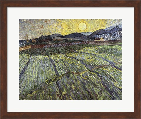Framed Enclosed field with rising sun, 1889 Print