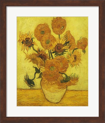 Framed Sunflowers, 1889 Print