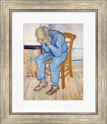 Framed Old Man in Sorrow Print
