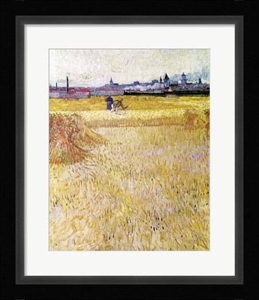 Framed Wheatfield with Sheaves, 1888 Print