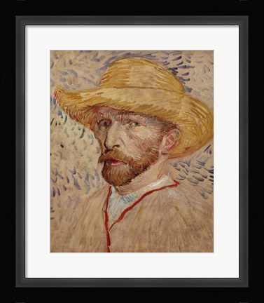 Framed Self Portrait with Straw Hat, 1887 Print