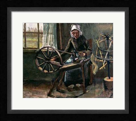 Framed Peasant Woman Winding Bobbins Print