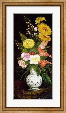 Framed Vase of Flowers, 1886 Print