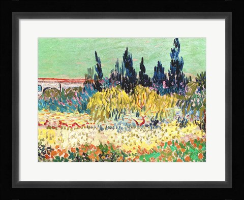 Framed Garden at Arles, detail of the cypress trees Print