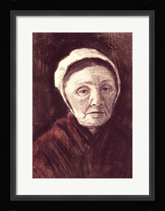 Framed Head of an old woman in a Scheveninger Cap Print