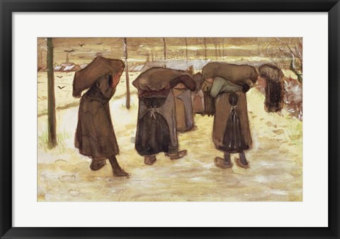 Framed Miners&#39; wives carrying sacks of coal, 1882 Print
