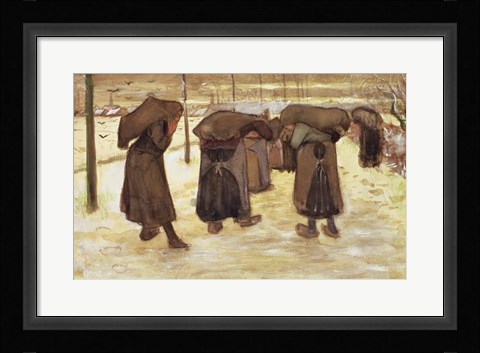 Framed Miners' wives carrying sacks of coal, 1882 Print
