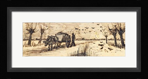 Framed Ox-Cart in the Snow Print
